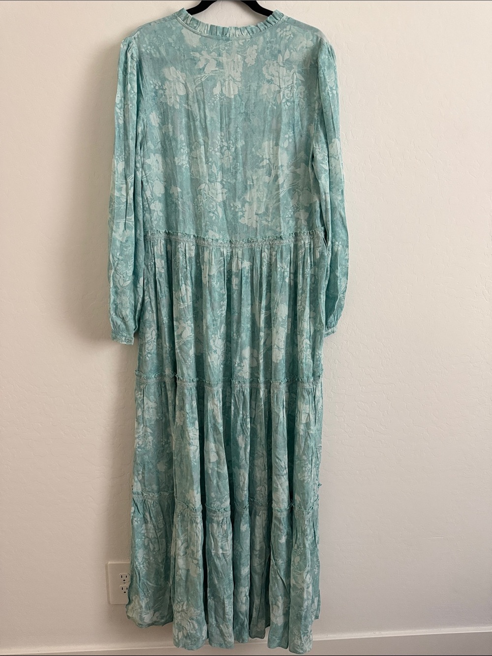 Button-Front A collective story long sleeve blue floral maxi dress Sz XL - Picture 3 of 7